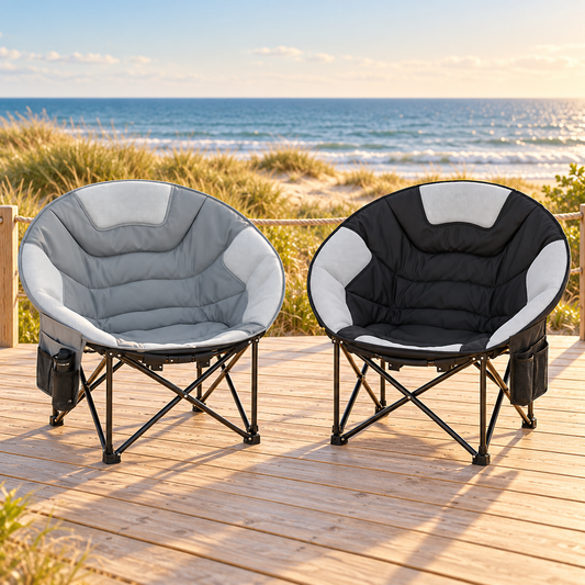 Oversized Padded Folding Moon Camping Chair with Carry Bag