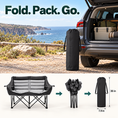 Padded Double Folding Camping Chair with Carry Bag