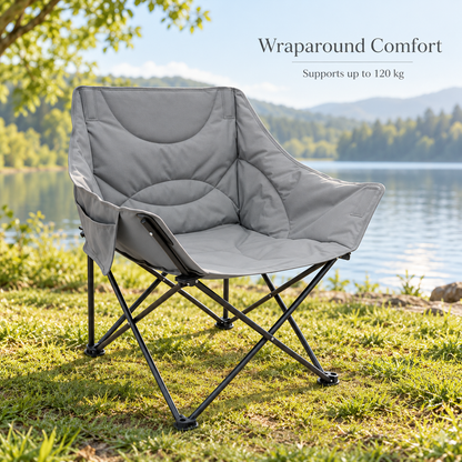 Padded Folding Camping Chair with Side Pocket & Carry Bag