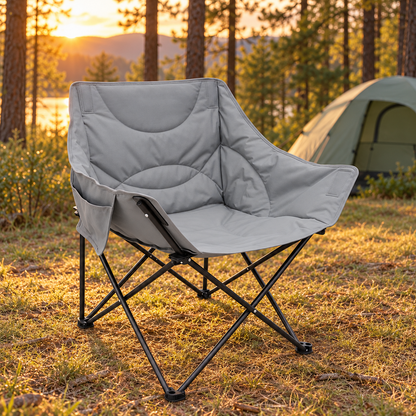Padded Folding Camping Chair with Side Pocket & Carry Bag